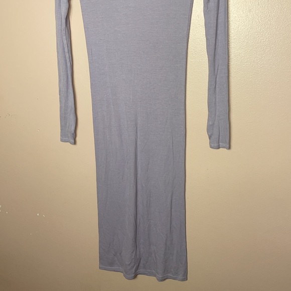 Enza Costa Mock Neck Rib Silk Midi in Lilac - Picture 2 of 5